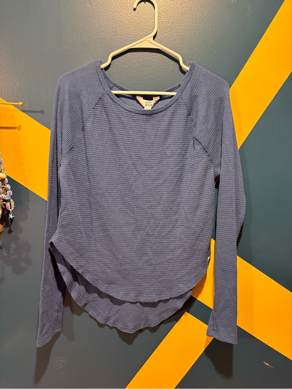 JoyLab Cornflower Blue Waffle Knit Loose Fit Long Sleeve Tee NWT